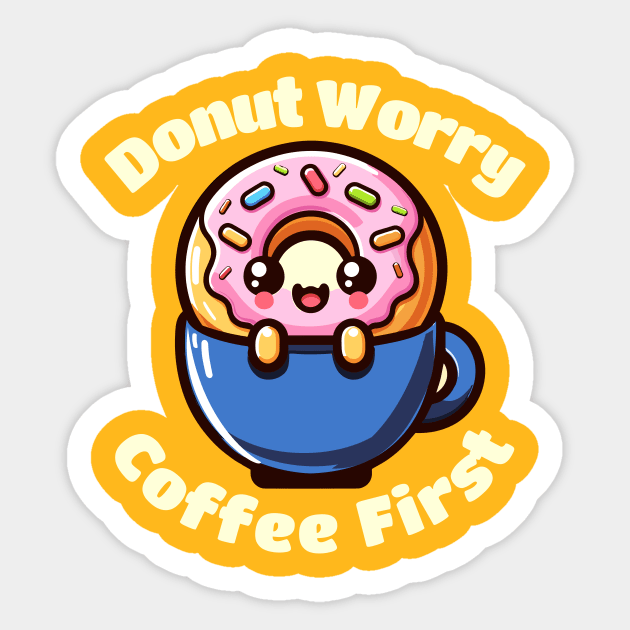 Donut and Coffee First Sticker by MunMun